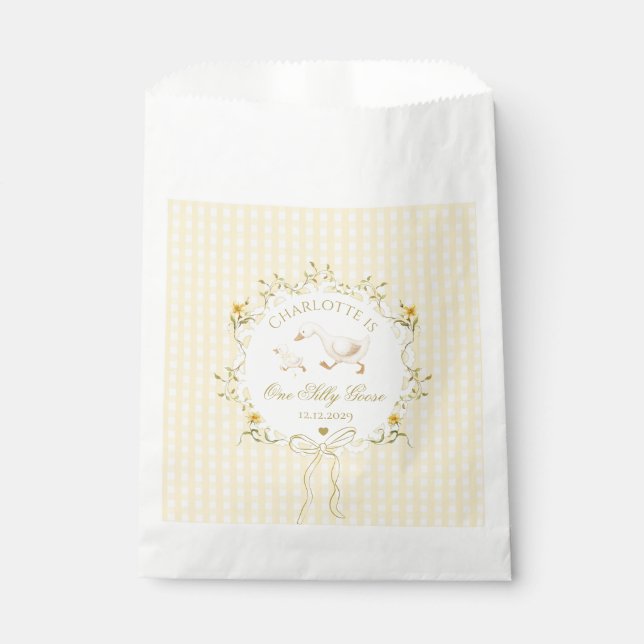 One Silly Goose Gender neutral Wildflower Yellow Favor Bag (Front)