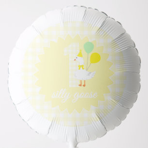 One Silly Goose Gingham 1st Birthday Balloon