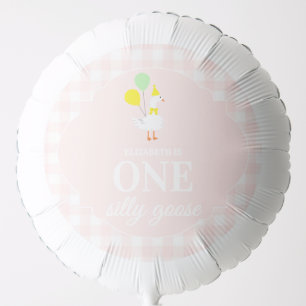 One Silly Goose Gingham 1st Birthday Balloon