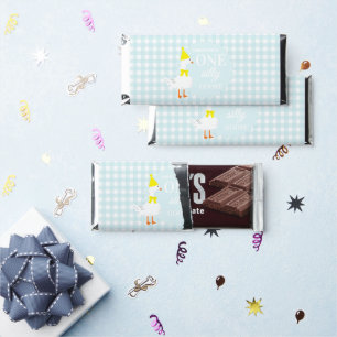 One Silly Goose Gingham 1st Birthday Hershey Bar Favors
