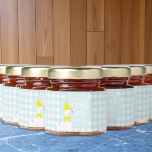 One Silly Goose Gingham 1st Birthday Honey Jar Favors