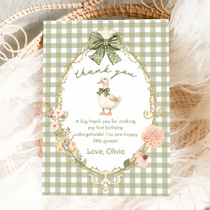 One Silly Goose Gingham Birthday Thank You Card