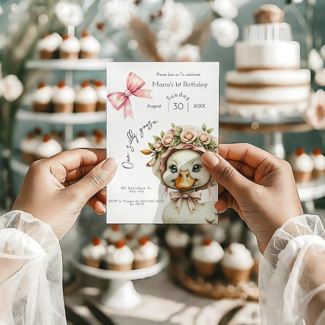 One Silly Goose Girl 1st Birthday  Invitation (Creator Uploaded)