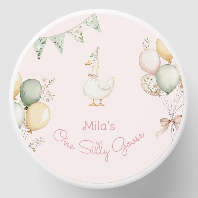 One Silly Goose Girl 1st Birthday Mini Candle Favors (Front)