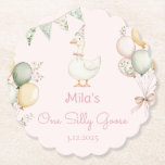 One Silly Goose Girl 1st Birthday Paper Coaster<br><div class="desc">One Silly Goose Girl 1st Birthday Paper Coaster
Matching items are available.</div>