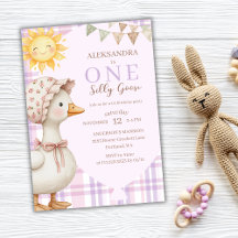 One Silly Goose Girl 1st Birthday Party Watercolor