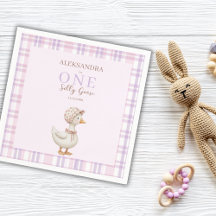 One Silly Goose Girl 1st Birthday Party Watercolor