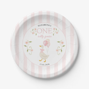 One Silly Goose Girl 1st Birthday Pink Paper Plates
