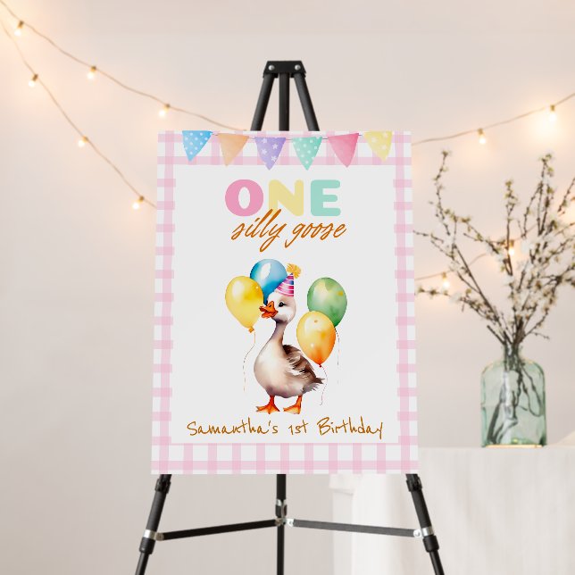 One Silly Goose Girl 1st Birthday Welcome Sign (In Situ (Stand))