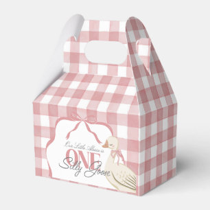 One Silly Goose Girl Cottagecore Pink 1st Birthday Favor Boxes