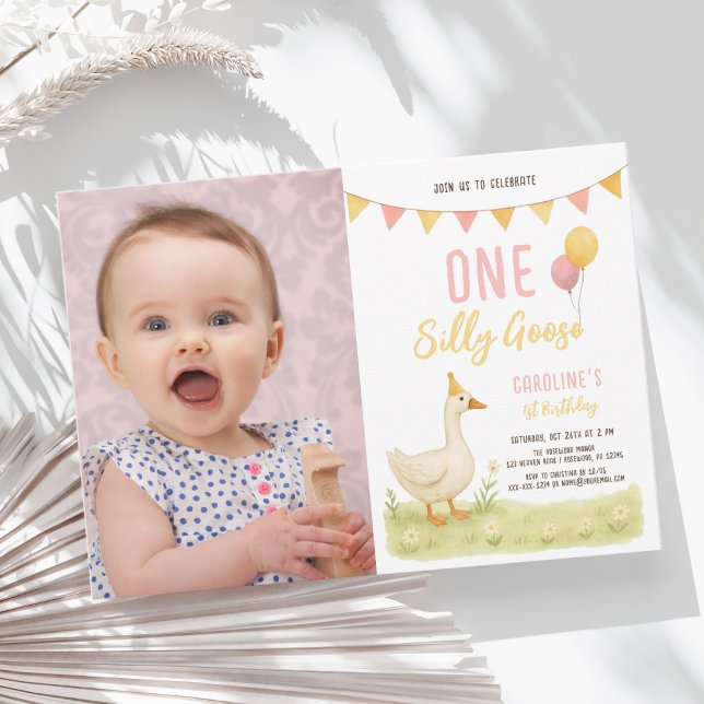 One Silly Goose Girl First Birthday Invitation (Creator Uploaded)