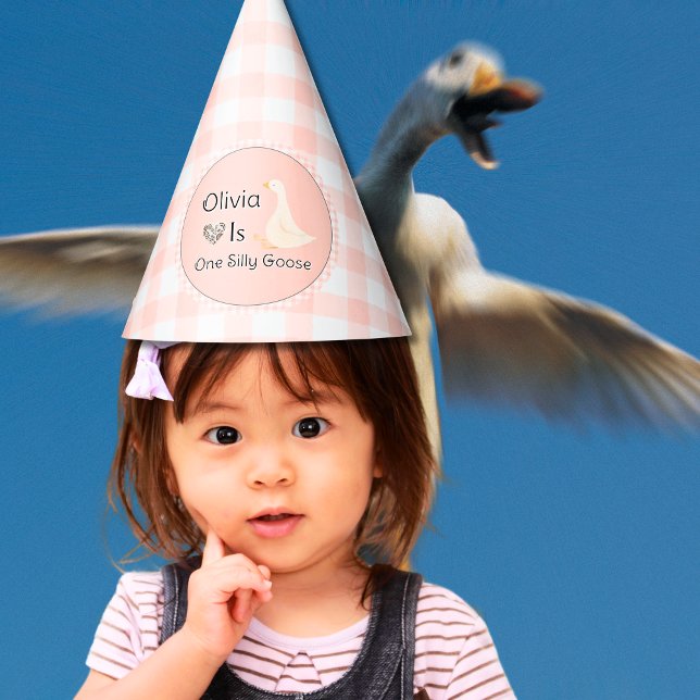 One Silly Goose Girl First Birthday Pink Party Hat (One Silly Goose Girl First Birthday Pink Party Hat)
