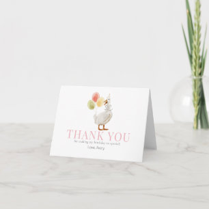One Silly Goose Girl Pink Birthday Letterpress Thank You Card