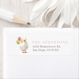 One Silly Goose Girl Pink Return Address Label