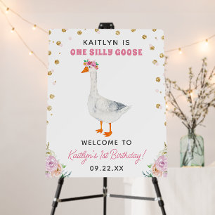 One Silly Goose Girls 1st Birthday Party Welcome Foam Board