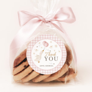 One Silly Goose Girls 1st Birthday Pink Gingham Classic Round Sticker