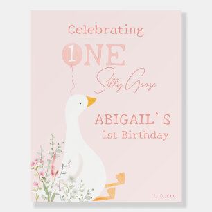 One Silly Goose Girls 1st Birthday Pink Welcome  Foam Board