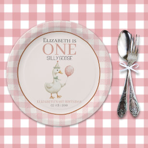 One Silly Goose Girl's Birthday 1st Party Paper Plates