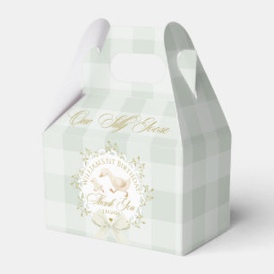 One Silly Goose Green Gingham 1st Birthday Favor Boxes