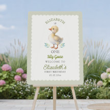 One Silly Goose Green Gingham 1st Birthday Welcome