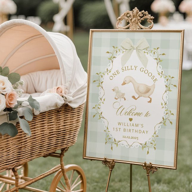 One Silly Goose Green Gingham Birthday Welcome Foam Board (Creator Uploaded)