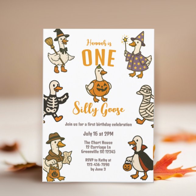 One Silly Goose Halloween First Birthday Invitation (Creator Uploaded)