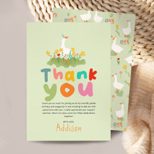 One Silly Goose Kids 1st Birthday Thank You Card