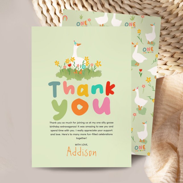 One Silly Goose Kids 1st Birthday Thank You Card (Creator Uploaded)