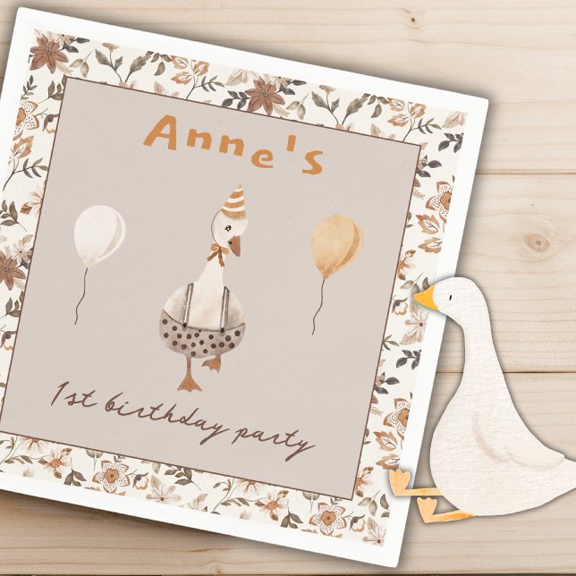 One Silly Goose Neutral 1st Birthday Party  Napkins (Creator Uploaded)