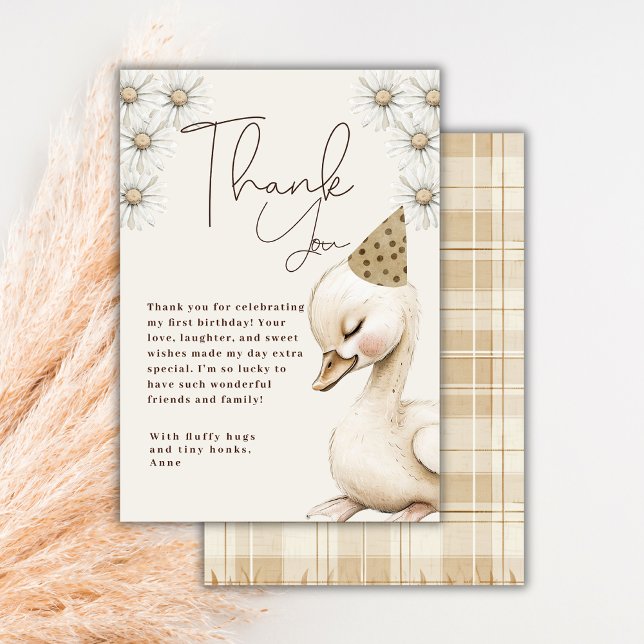 One Silly Goose Neutral Boho Baby 1st Birthday  Thank You Card (Creator Uploaded)