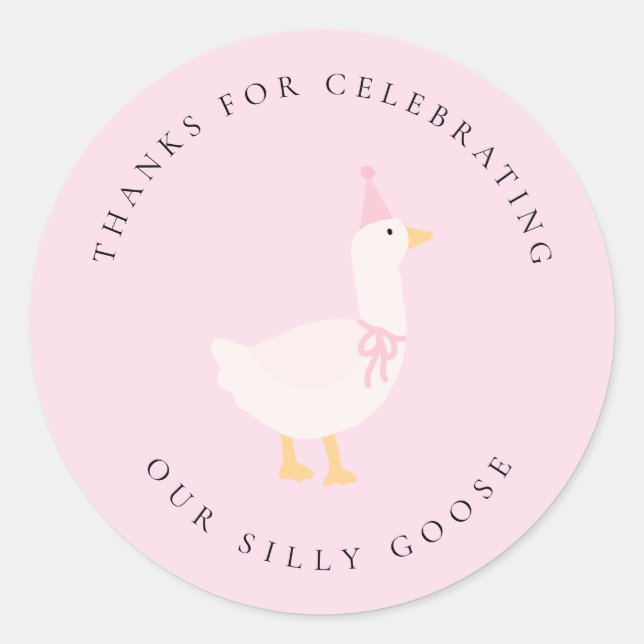 One Silly Goose Party Favor Sticker - Silly Goose  (Front)