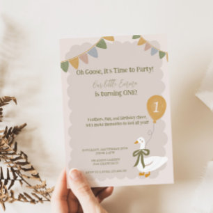 One Silly Goose Pastel Birthday Invitation