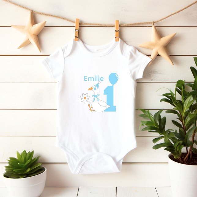 One silly Goose Personalize name First birthday Baby Bodysuit (Creator Uploaded)
