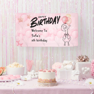 One Silly Goose Personalized Pink 1st Birthday Ban Banner