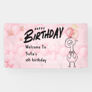 One Silly Goose Personalized Pink 1st Birthday Ban Banner