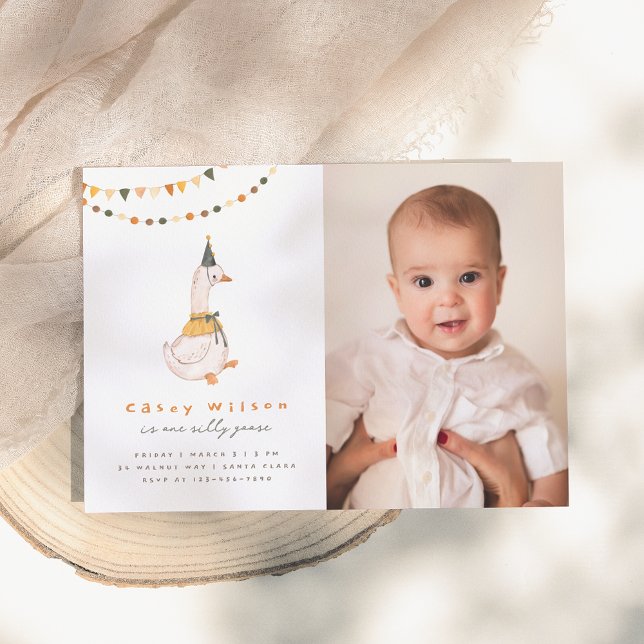 One Silly Goose Photo Birthday Party Invitation (Creator Uploaded)