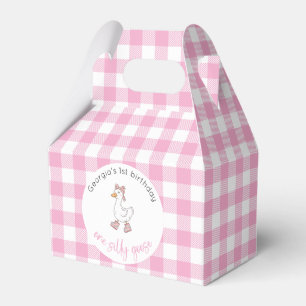 One Silly Goose Pink 1st Birthday Favor Boxes