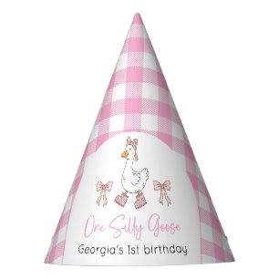 One Silly Goose Pink 1st Birthday Party Hat