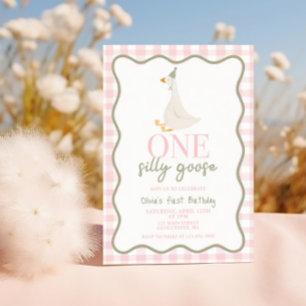 One Silly Goose pink and green Invitation