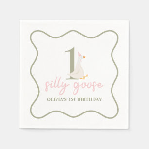 One Silly Goose pink and green Napkins
