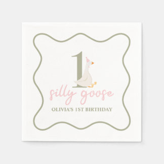 One Silly Goose pink and green Napkins