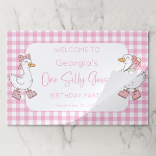 One Silly Goose Pink Birthday Paper Placemat