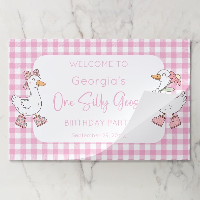 One Silly Goose Pink Birthday Paper Placemat (Folded)