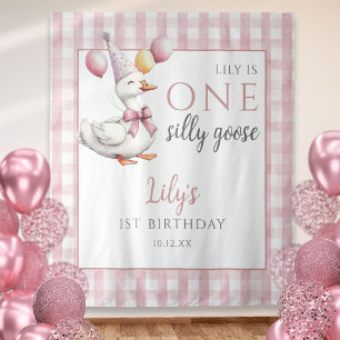 One Silly Goose Pink Birthday Photo Backdrop