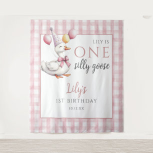 One Silly Goose Pink Birthday Photo Backdrop
