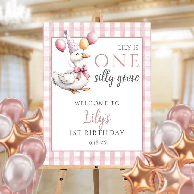 One Silly Goose Pink Birthday Welcome Sign (Creator Uploaded)