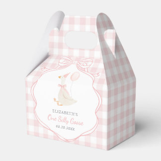 One Silly Goose Pink Bow First Birthday Favor Boxes