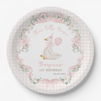 One Silly Goose Pink Bow Gingham 1st Birthday