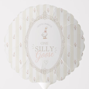 One silly goose pink bow girl 1st birthday balloon