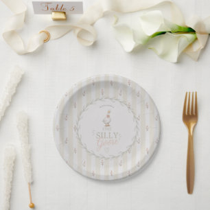 One silly goose pink bow girl 1st birthday paper plates